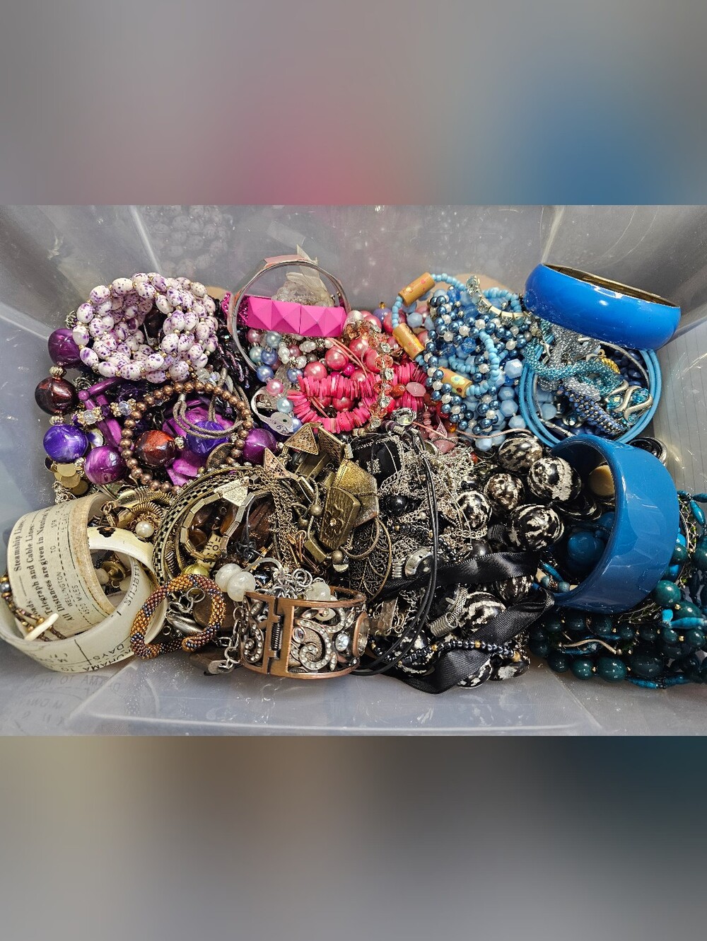 6lbs Assorted Women's Fashion Bracelets in Pink, Blue, Purple and Black